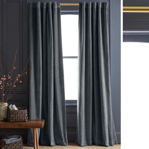 QUINCE 48x96 Cotton Velvet Room Darkening Curtain Slate 3543